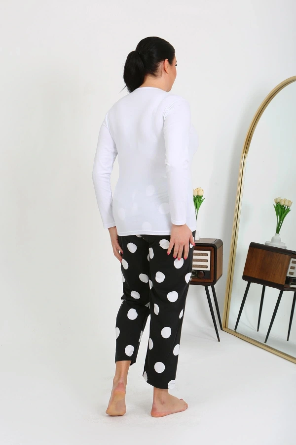 Moda Çizgi Kadın Büyük Beden Tek Alt Pijama Siyah 27553