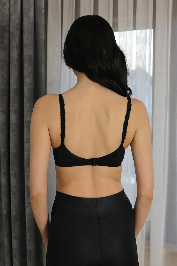 Moda Çizgi Kadın Destekli Balenli Sütyen 2814 Siyah