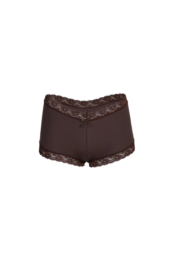 Moda Çizgi Kadın Pamuklu 2li Boxer Kahve 40265