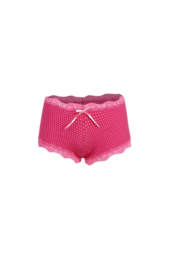 Moda Çizgi Kadın Pamuklu 2li Boxer Kırmızı 40266