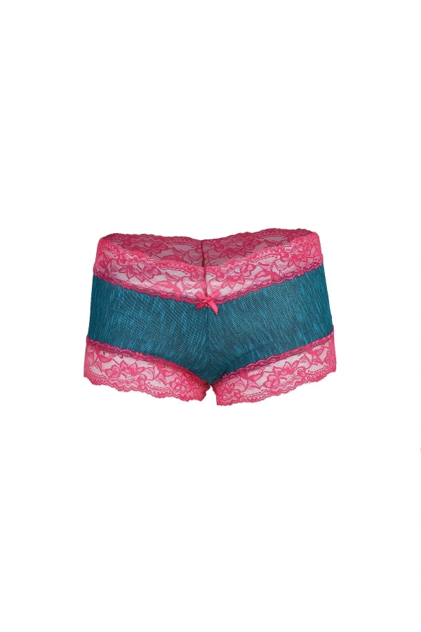 Moda Çizgi Kadın Pamuklu 2li Boxer Turkuaz 40268