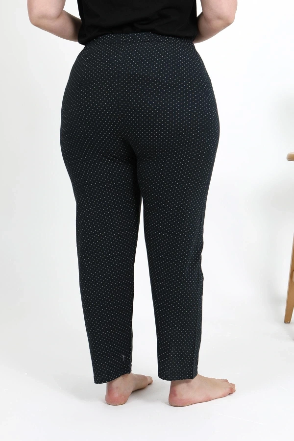 Moda Çizgi Kadın Pamuklu Büyük Beden Alt Pijama 27557 Siyah