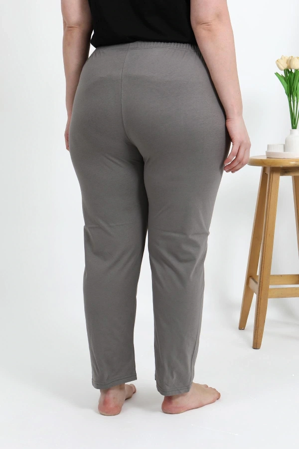 Moda Çizgi Kadın Pamuklu Büyük Beden Alt Pijama 27559 Vizon