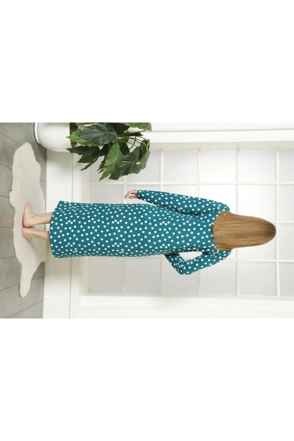 Moda Çizgi Kadın Uzun Kol Anne Gecelik 1327 Petrol