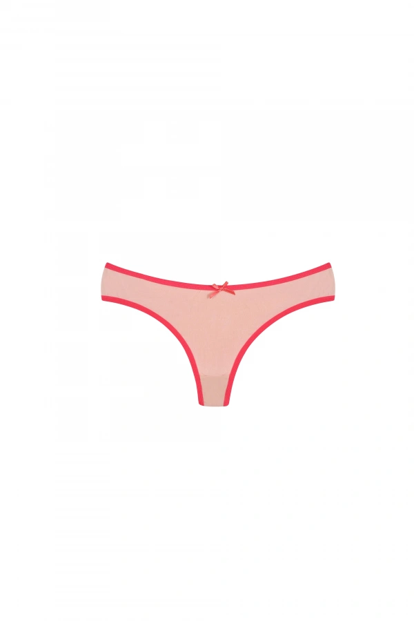 Moda Çizgi Pamuklu 3lü Tanga Külot Pudra 40251