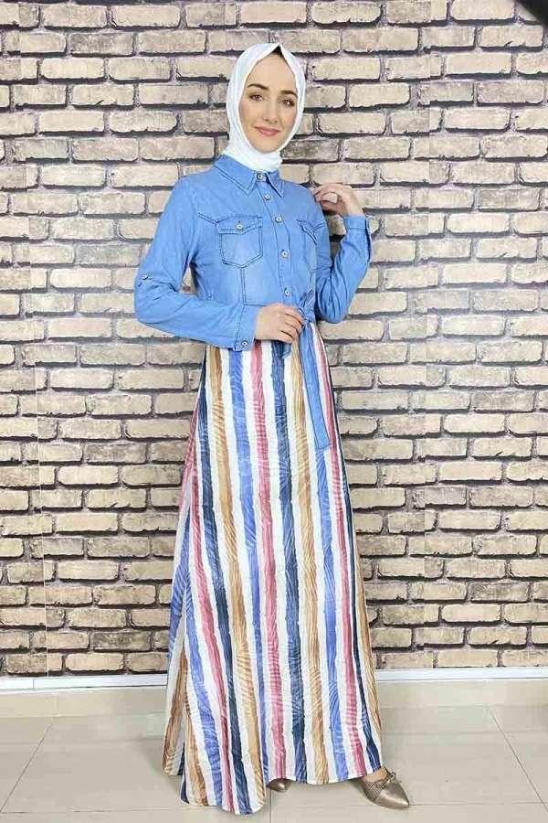 Moda Çizgi Tesettür Elbise