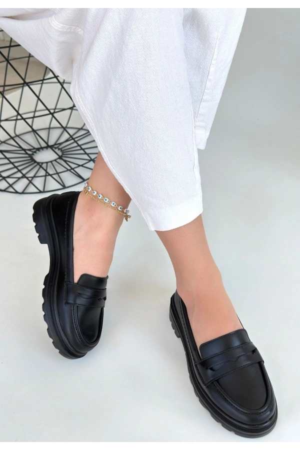 Narli Siyah Cilt Oxford Ayakkabı