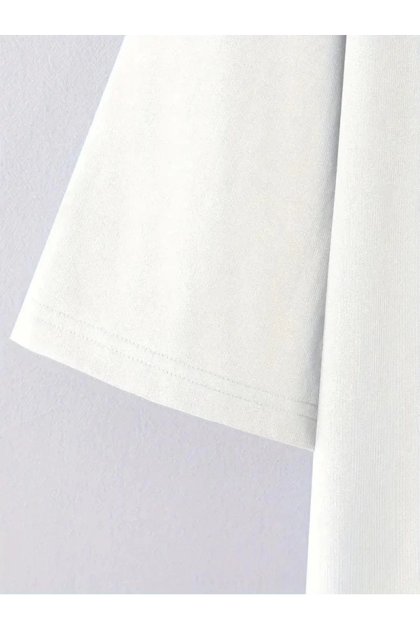 No Risk No Story Baskılı Oversize Bisiklet Yaka T-shirt - Beyaz