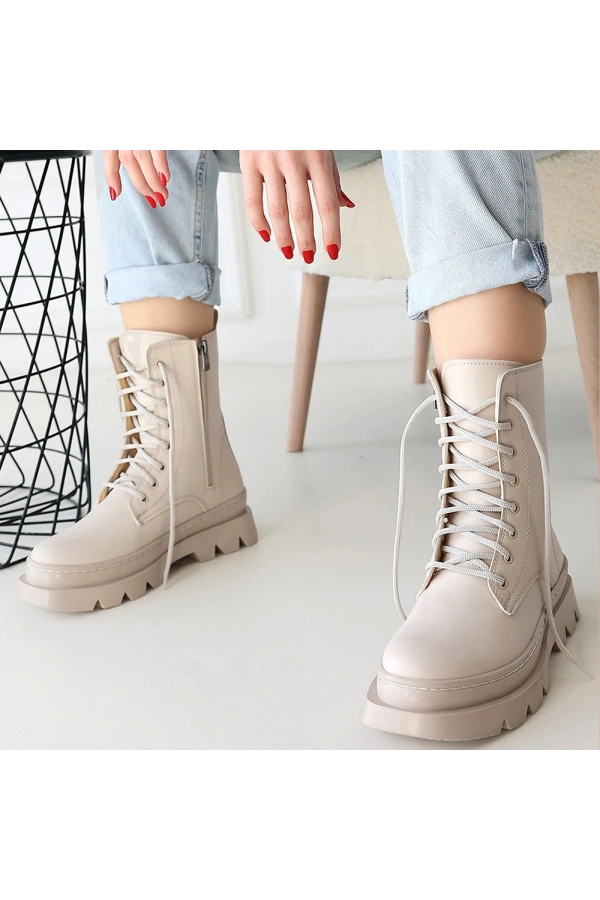 Orge Bej Cilt Bağcıklı Bot