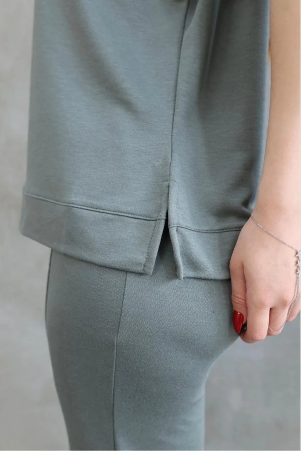 Osy Modal Yumuşak dokulu Kumaş Bisiklet Yaka Kısa Kollu Takım - Mint Yeşili