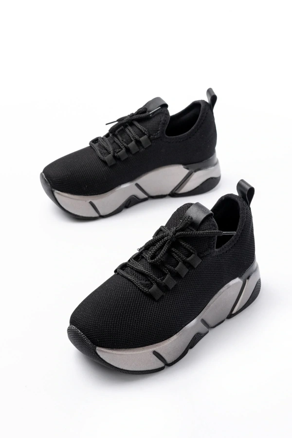 RS-400  Siyah Bağcıklı Fileli Platin Taban Günlük Kadın Spor