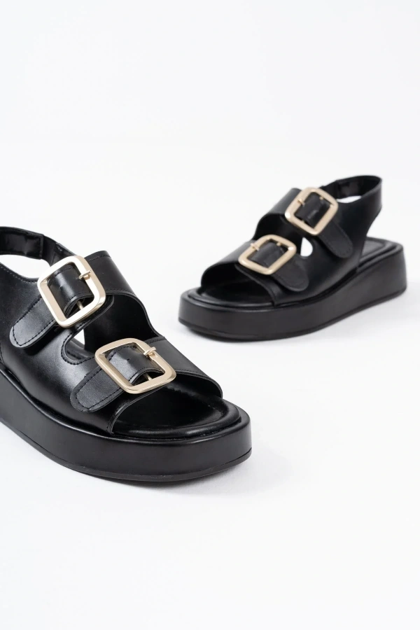 Shery Siyah Cilt Sandalet