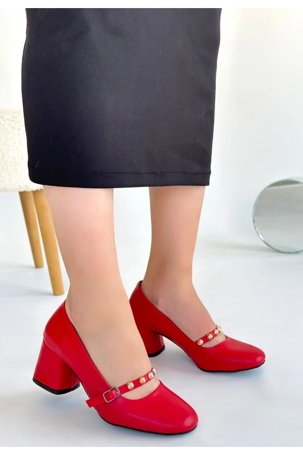 Tino Kırmızı Cilt Topuklu Ayakkabı