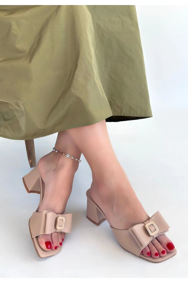 Veor Nude Cilt Topuklu Terlik