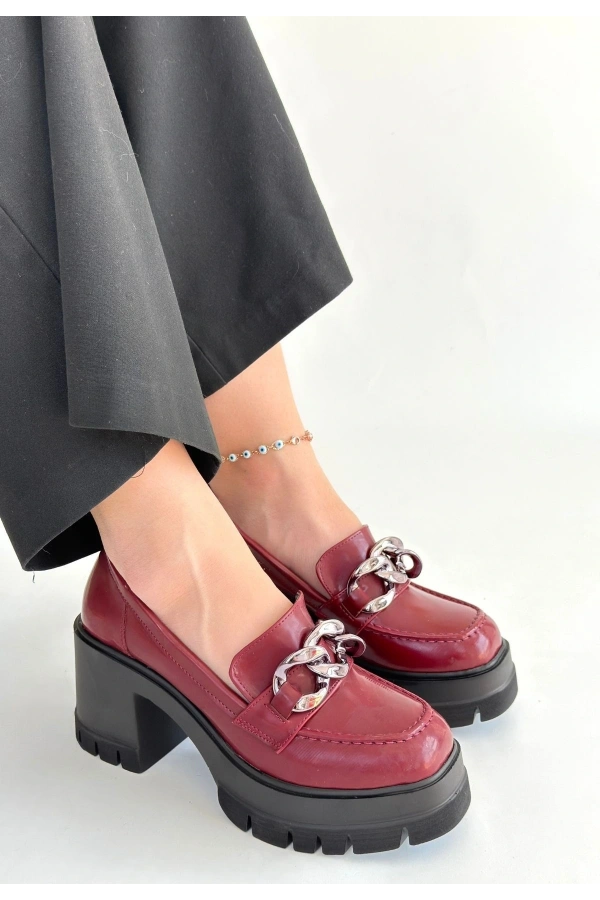 Winar Bordo Rugan Doldu Topuk Ayakkabı