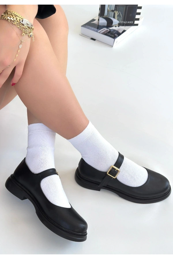 Yokox Siyah Cilt Oxford Ayakkabı