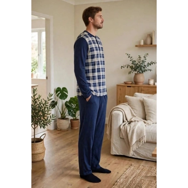 Çift Kaplan 8219 Erkek Uzun Kol Pijama Takımı