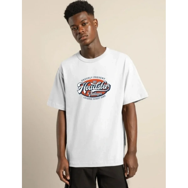 Erkek Baskılı T-Shirt Kısa Kol Bisiklet Yaka Regular Fit Rahat Kalıp Günlük Tişört - Beyaz