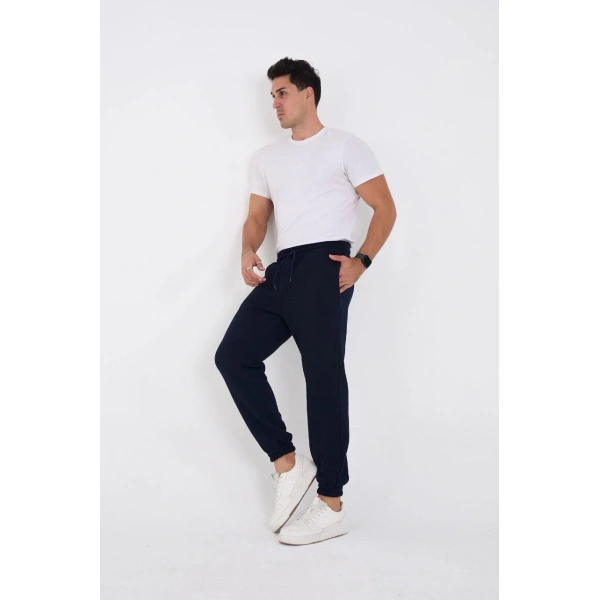 ERKEK Kışlık Üç İplik Lastikli Eşofman Pantolon - Lacivert