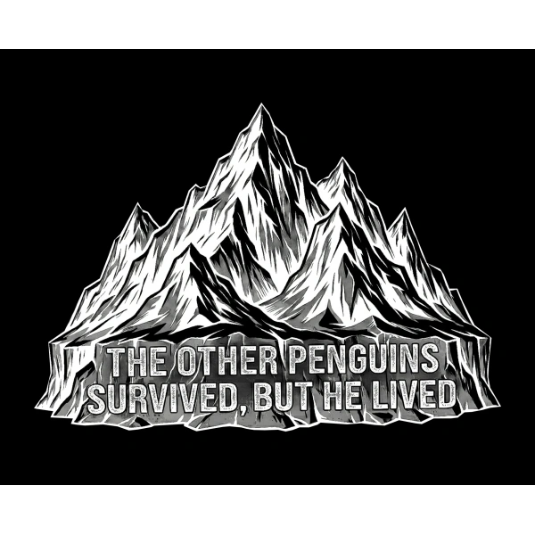 Erkek Nihilist Penguen Baskılı 3 İplik Pamuklu Kapüşonlu Sweatshirt Hoodie Siyah
