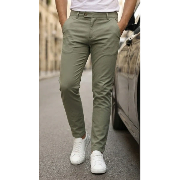 Erkek Slim Fit Dilli Kumaş Pantolon