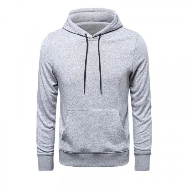 Erkek 3 İplik Pamuklu Kapüşonlu Cepli Hoodie Sweatshirt - Gri