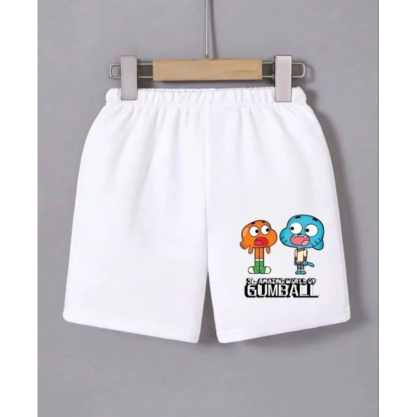 Kadın Beli Lastikli Baskılı Mini Şort - Beyaz