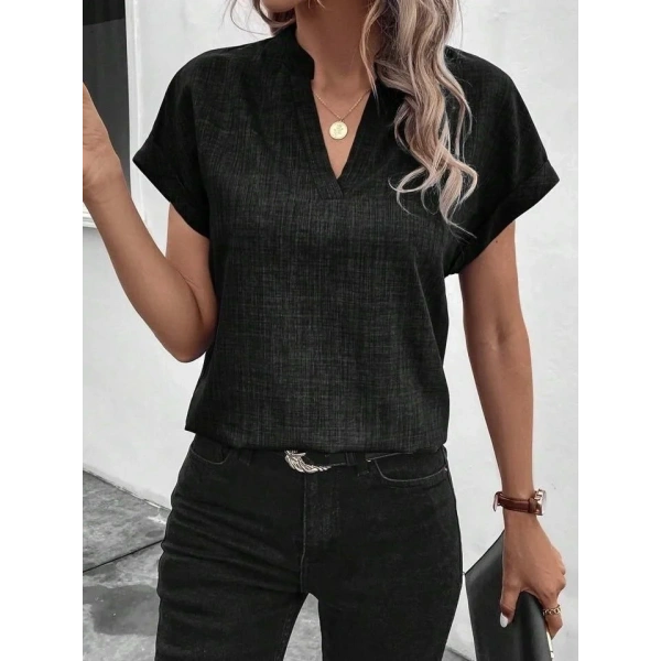 Kadın Kısa Kollu Hakim Yaka Sofya Bluz