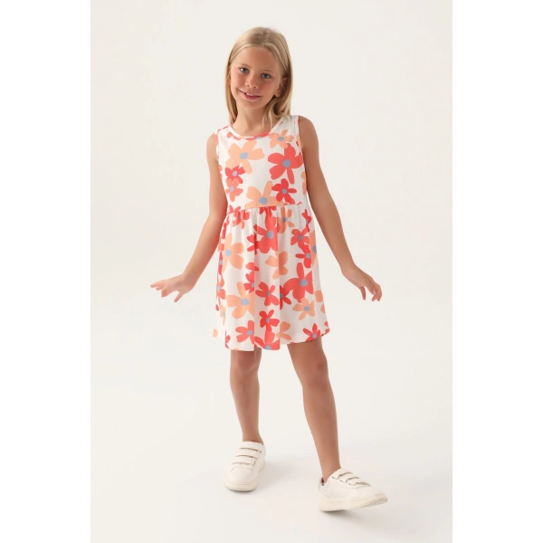 Roly Poly 3393-3 Kız Çocuk Çiçekli Elbise