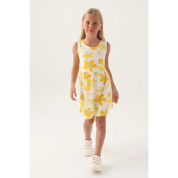 Roly Poly 3393-3 Kız Çocuk Çiçekli Elbise