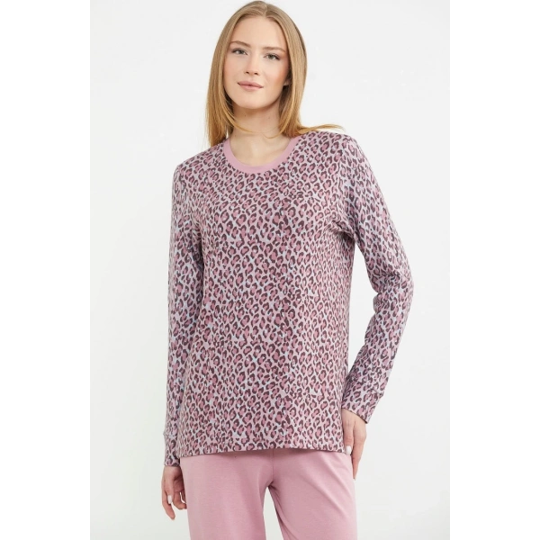 Sementa 76413 Rahat Kalıp Leopar Kombinli Pijama Takım