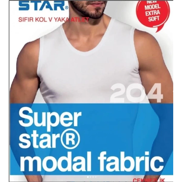 Star 204 Modal Sıfır Kol V-Yaka Atlet