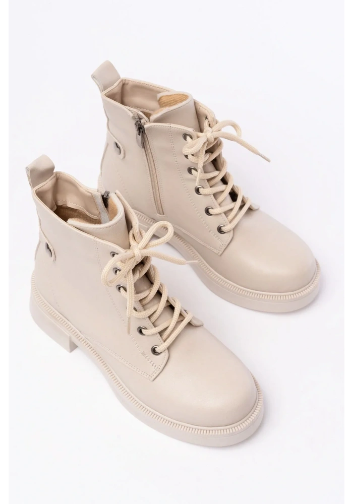 02-2003 Bej Bağcıklı Fermuarlı Günlük Kadın Bot