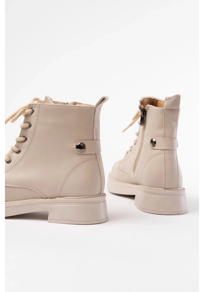 02-2003 Bej Bağcıklı Fermuarlı Günlük Kadın Bot