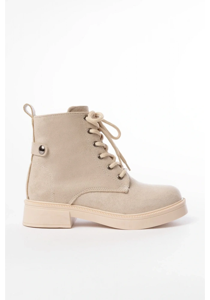 02-2003 Bej Süet Bağcıklı Fermuarlı Günlük Kadın Bot