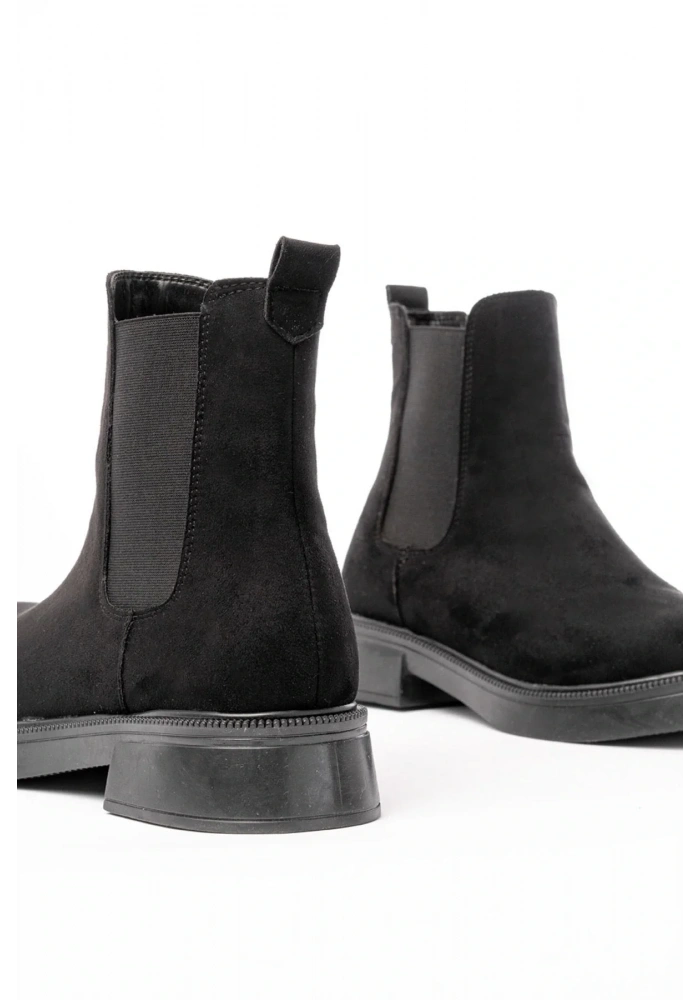 02-2137 Siyah Süet Lastikli Günlük Kadın Bot