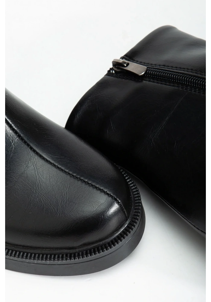 02-3033 Siyah Kırışık Rugan Fermuarlı Günlük Kadın Bot