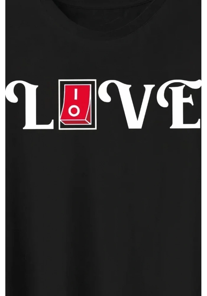 14 Şubat Sevgililer Günü Love Baskılı Oversize Bisiklet Yaka T-shirt - Siyah