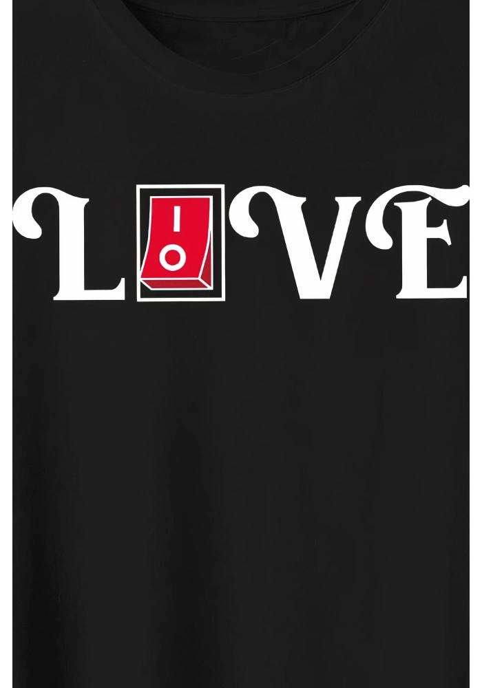 14 Şubat Sevgililer Günü Love Baskılı Oversize Bisiklet Yaka T-shirt - Siyah