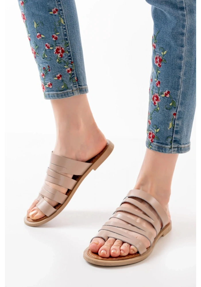 169-082 Nut Ortopedik Hakiki Deri Kadın Terlik