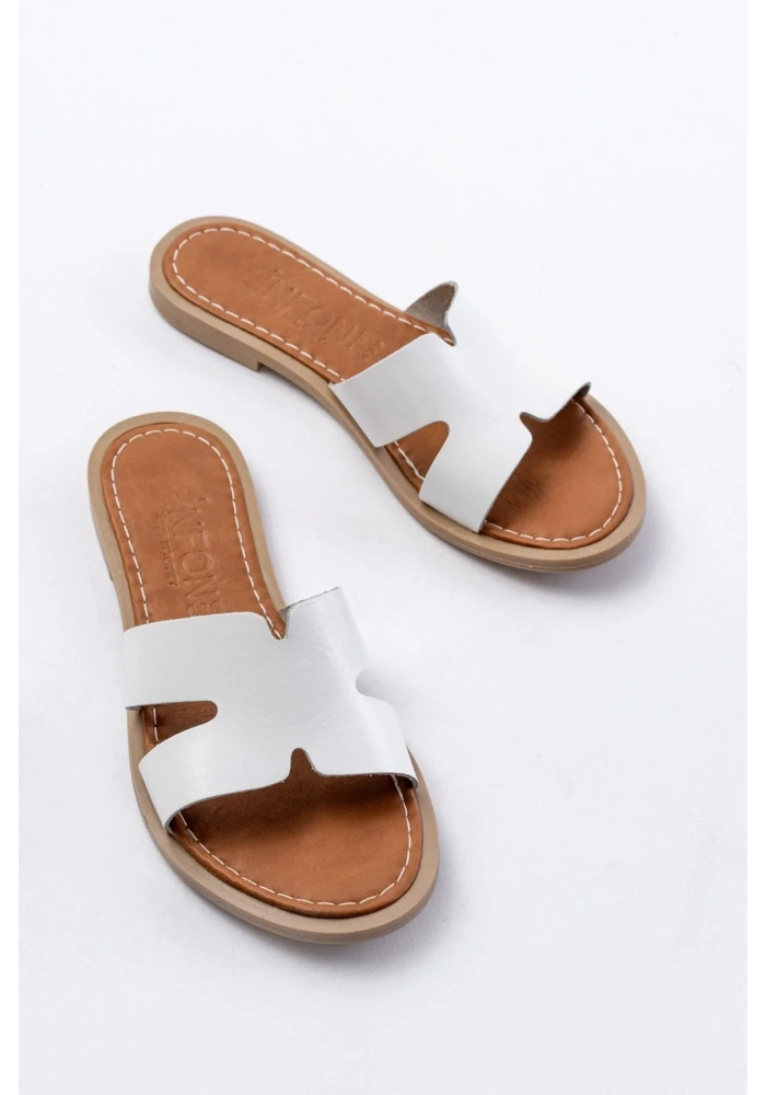 169-6100 Beyaz Ortopedik Hakiki Deri Kadın Terlik