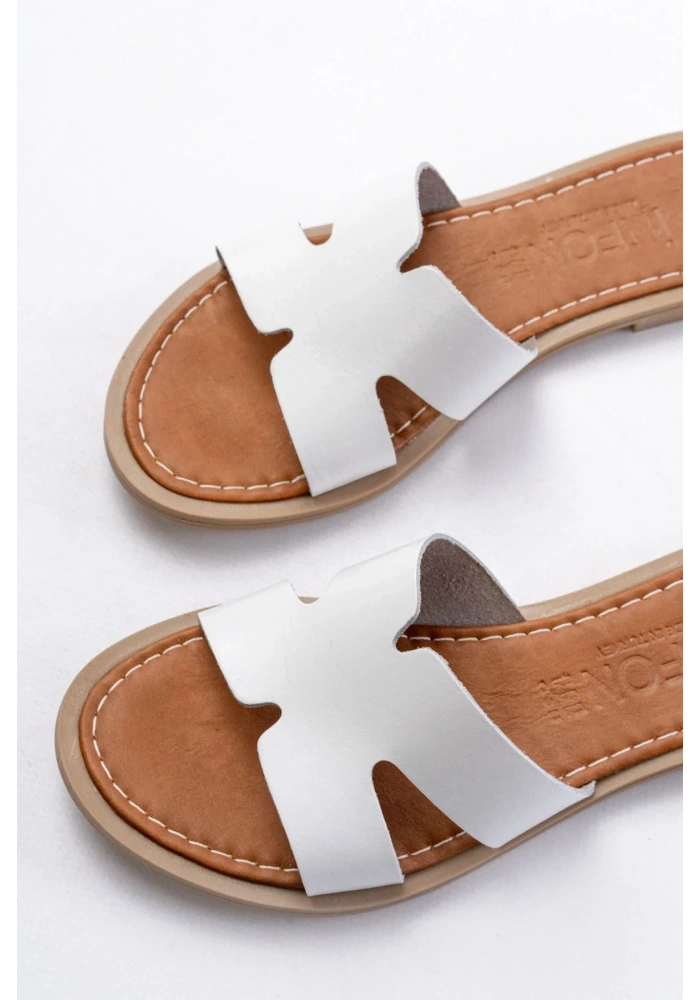 169-6100 Beyaz Ortopedik Hakiki Deri Kadın Terlik