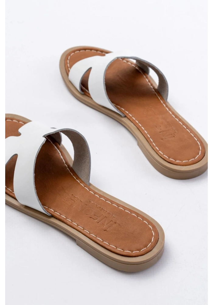 169-6100 Beyaz Ortopedik Hakiki Deri Kadın Terlik