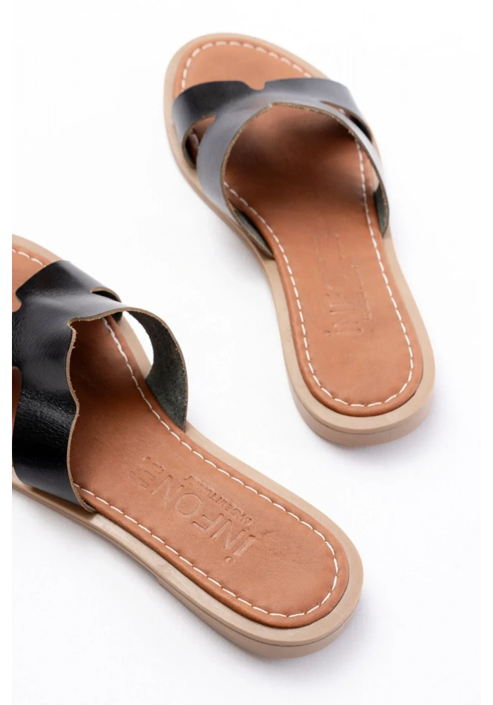 169-6100 Siyah Ortopedik Hakiki Deri Kadın Terlik