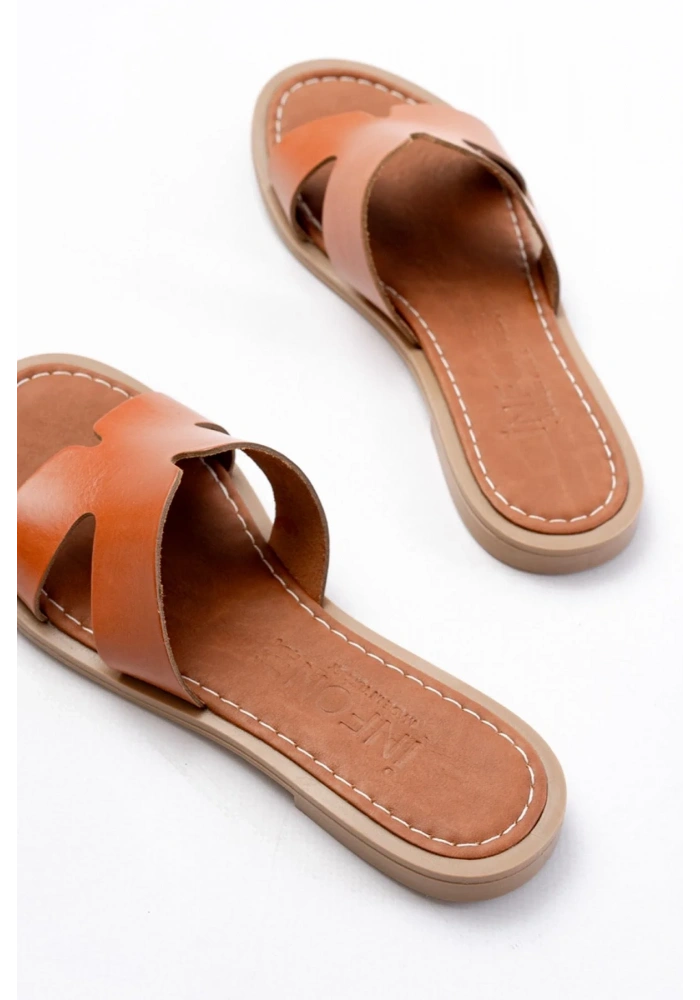 169-6100 Taba Ortopedik Hakiki Deri Kadın Terlik