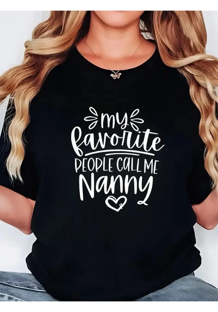 Kadın  Penye Compack Baskılı  Bisiklet Yaka Kısa Kol T-shirt - Siyah