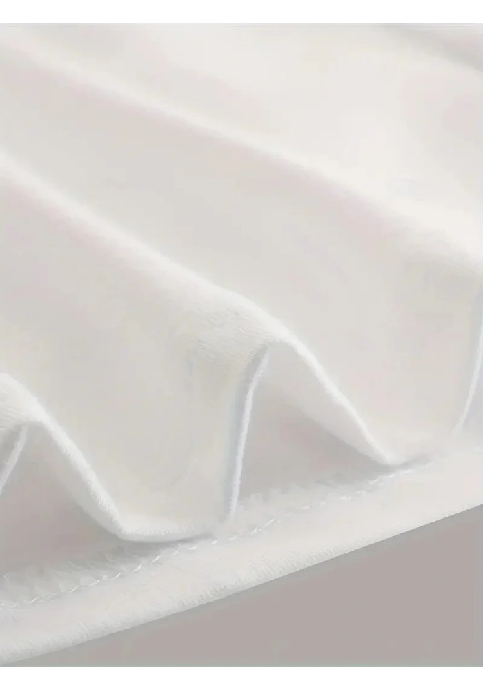 Erkek Penye Compack  Ejder Baskılı Oversize Bisiklet Yaka T-shirt - Beyaz