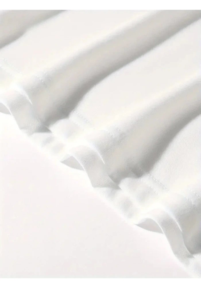 Erkek Penye Compack  Ejder Baskılı Oversize Bisiklet Yaka T-shirt - Beyaz