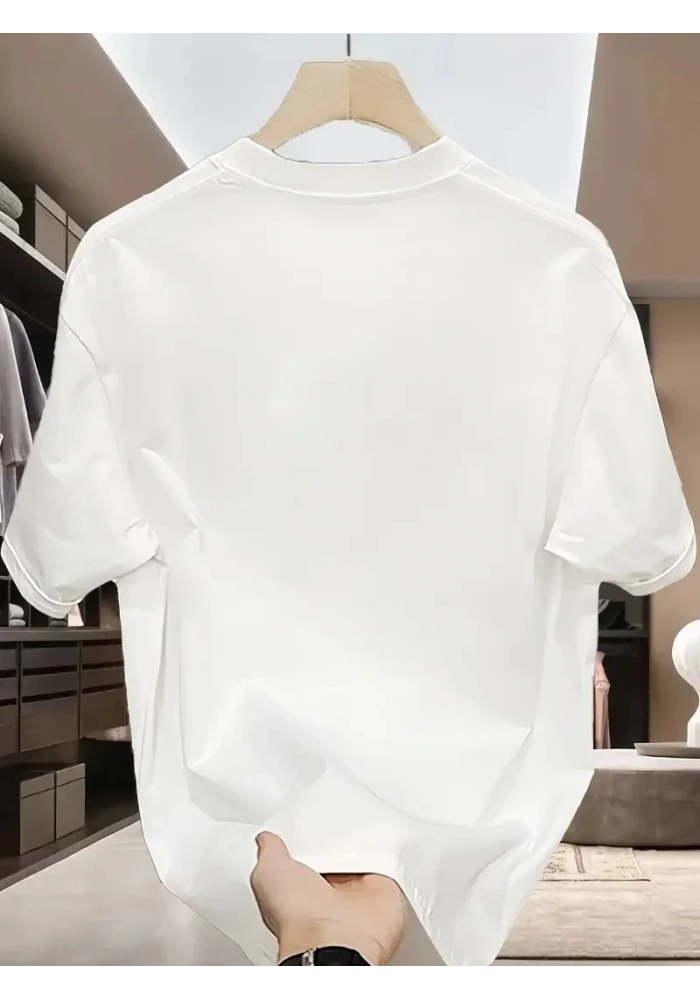 ERKEK Penye Compack Özgür kuşlar Baskılı Oversize Bisiklet Yaka - Beyaz