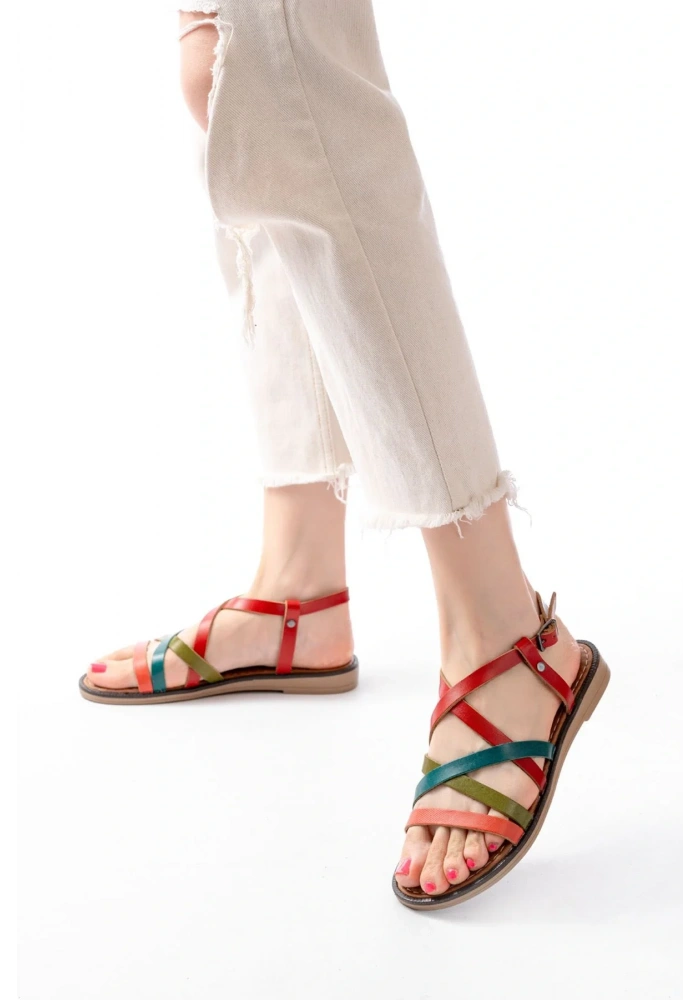 205-017 Multi Ortopedik Hakiki Deri Kadın Sandalet